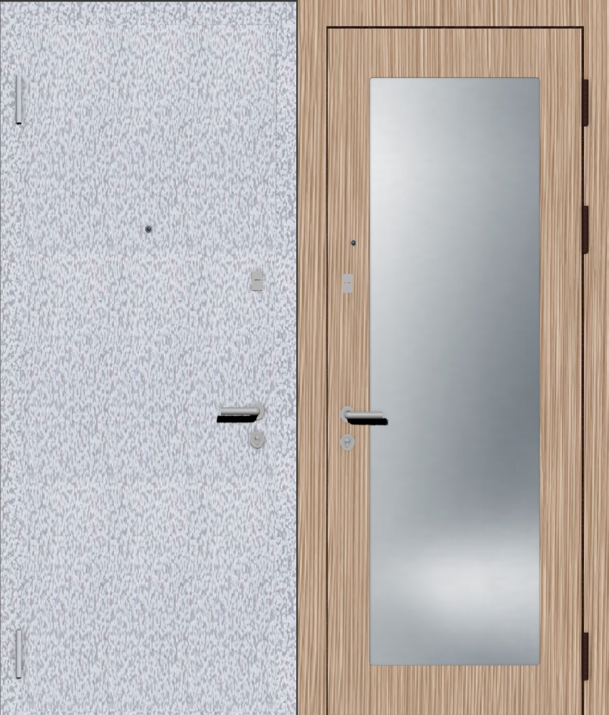 Недорогая металлическая дверь с зеркалом